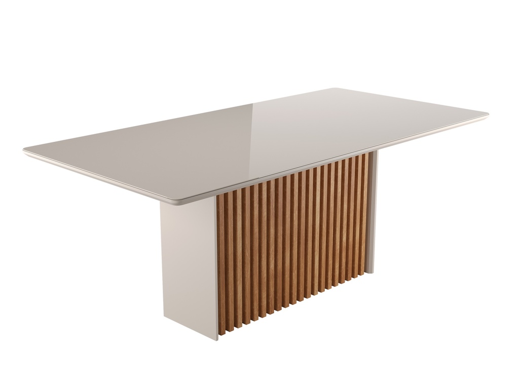 [TABLECRIS-120342] CRIS TABLE 200X100 MDF/MDP/GLASS 4MM HONEY/OFF WHITE
