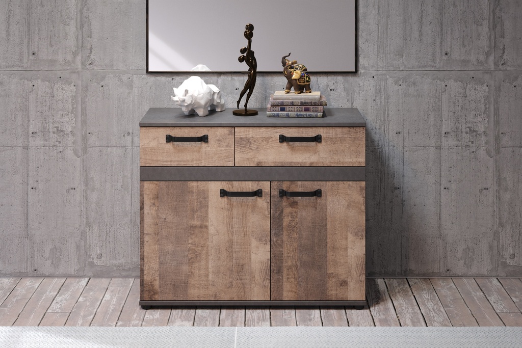 [STRIPE -2P2T] Stripe commode grise matera chêne