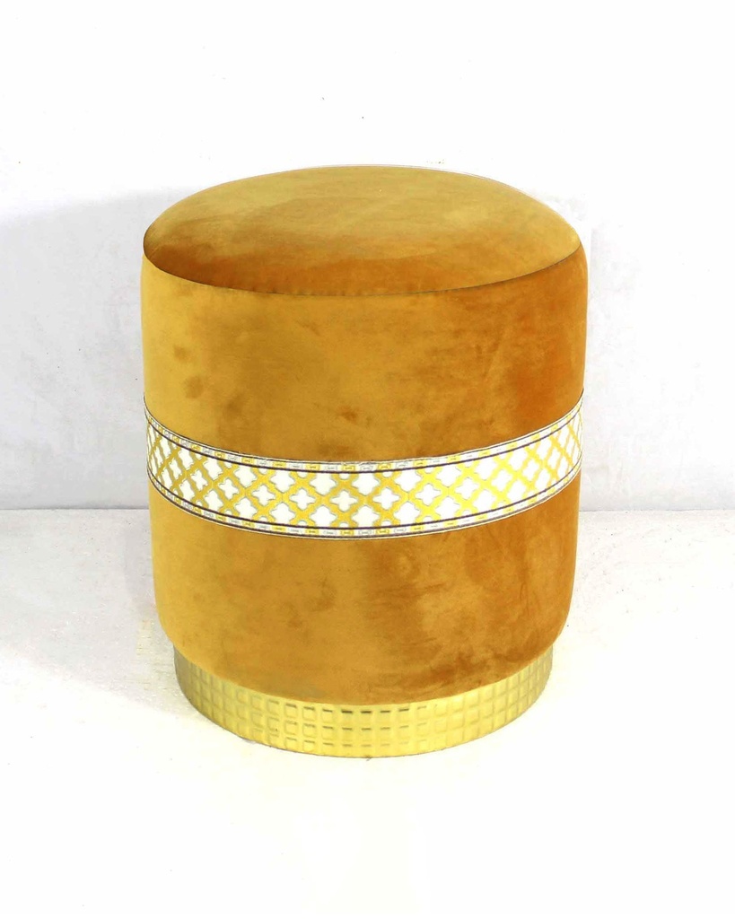 [POUF-21042] POUF VELOURS JAUNE