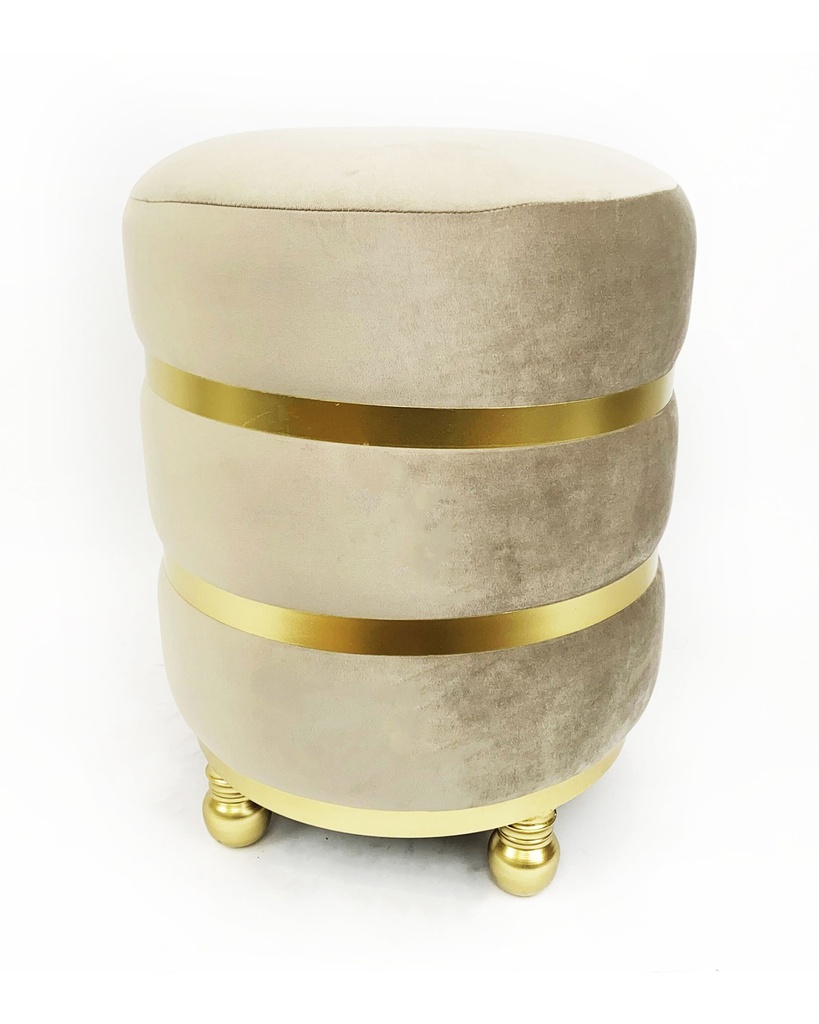 [POUF-21062] POUF VELOURS BEIGE DORE