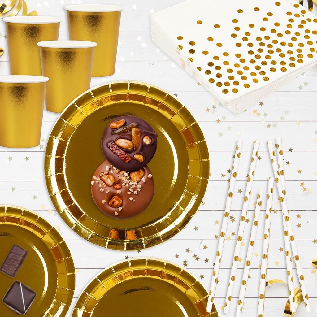 10 assiettes unies ctn arg/or/rose gold 